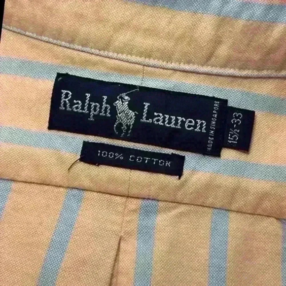 Men’s Ralph Lauren 100% Cotton Striped Long Sleeved Button Down- Size 33, 15 1/2 - Picture 6 of 12